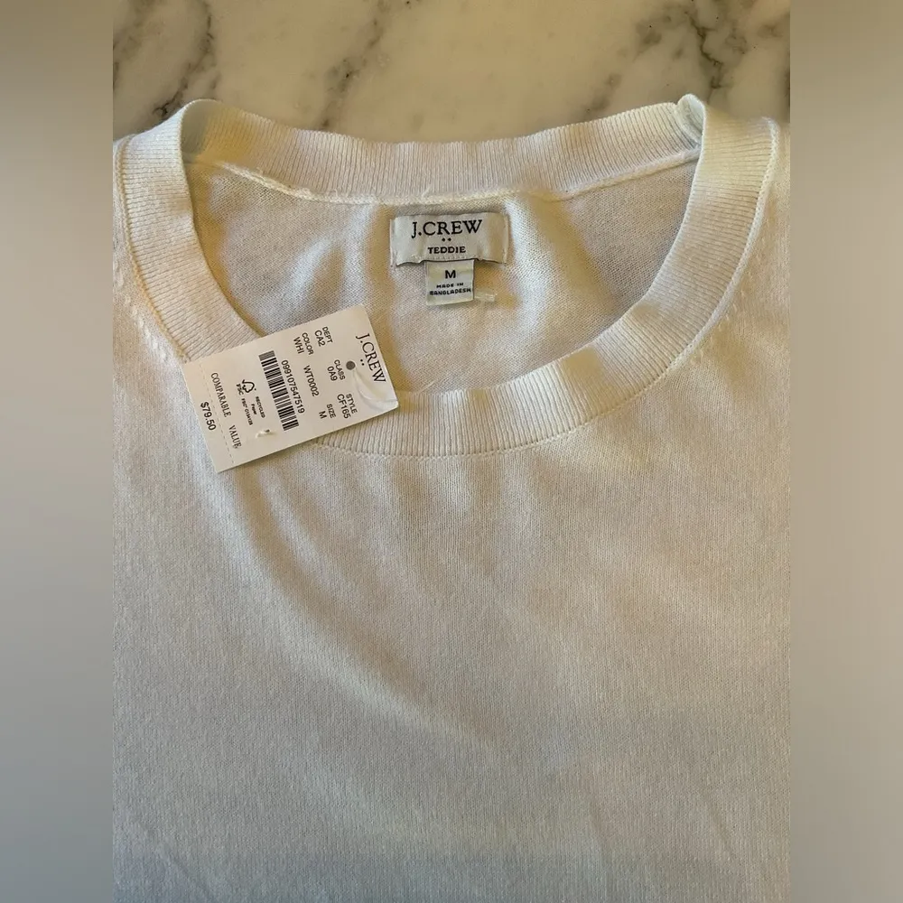 NWT JCrew Teddie White Cotton Pullover Sweater Sz Medium - Image 7