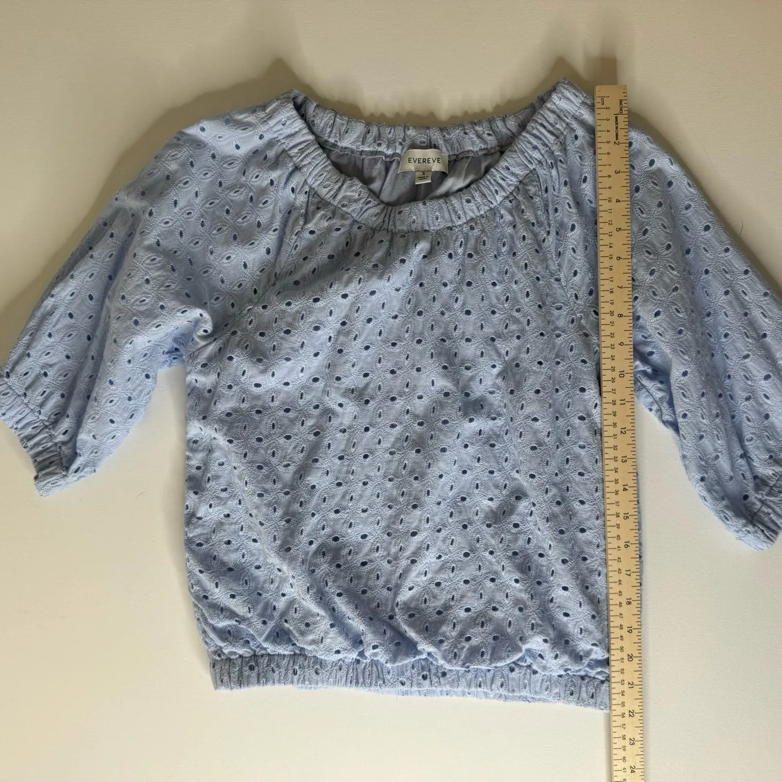 Evereve Womens Evelyn‎ Cotton Eyelet Top in Light Blue Sz S Spring Pastel Casual - Image 11