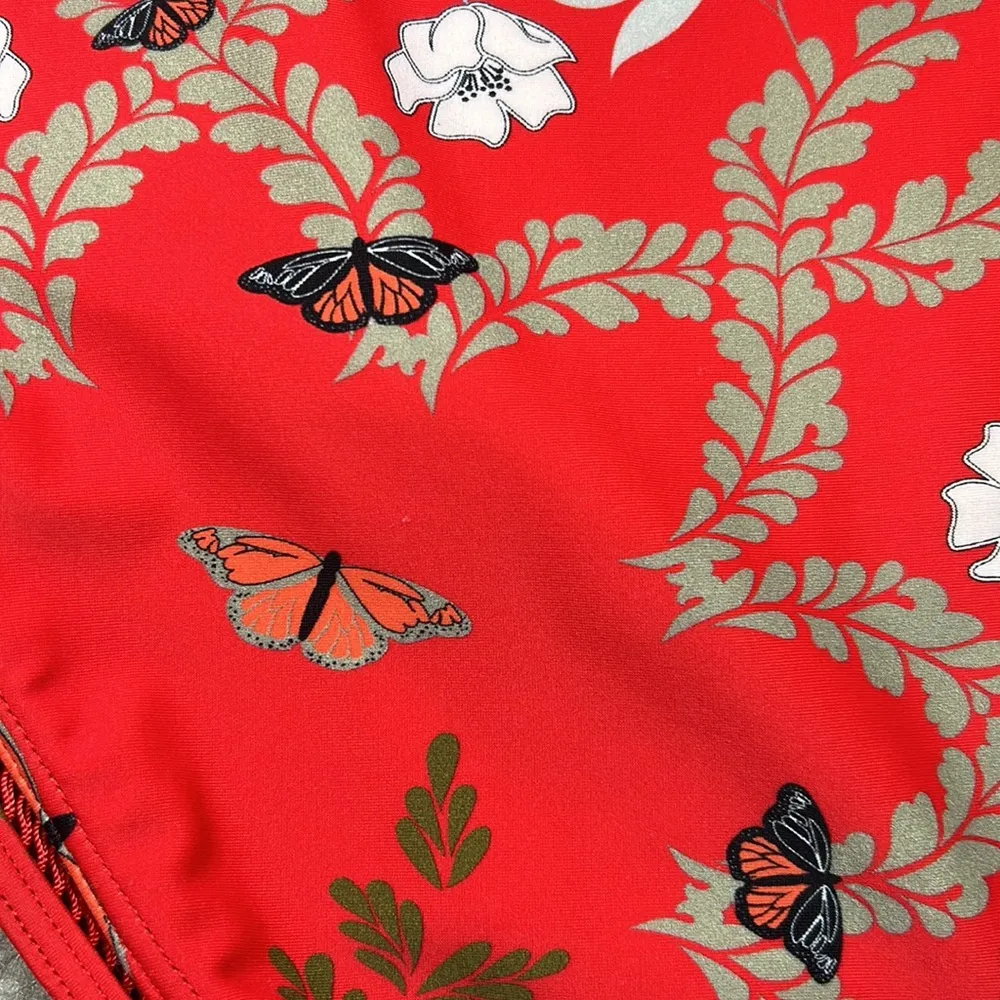 Ted Baker Red Kyoto Floral Butterfly Print One-piece Halter Open Back Swimsuit - Image 12