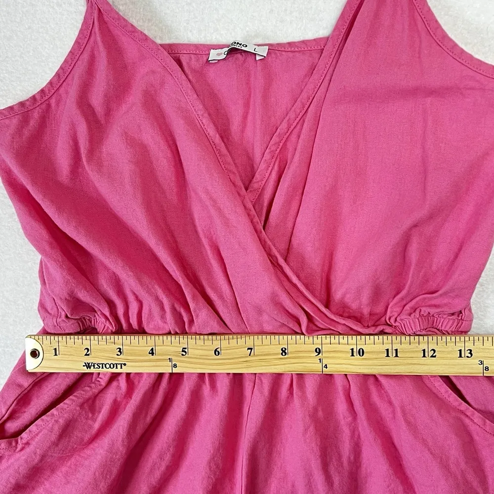 Ci Sono Romper Linen Blend Surplice Spaghetti Strap Dolly Pink Junior Size L - Image 6