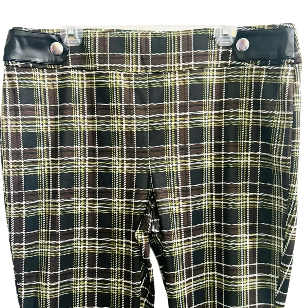 Cato Women’s Green Plaid Slip on Trouser Pants XL - Image 2