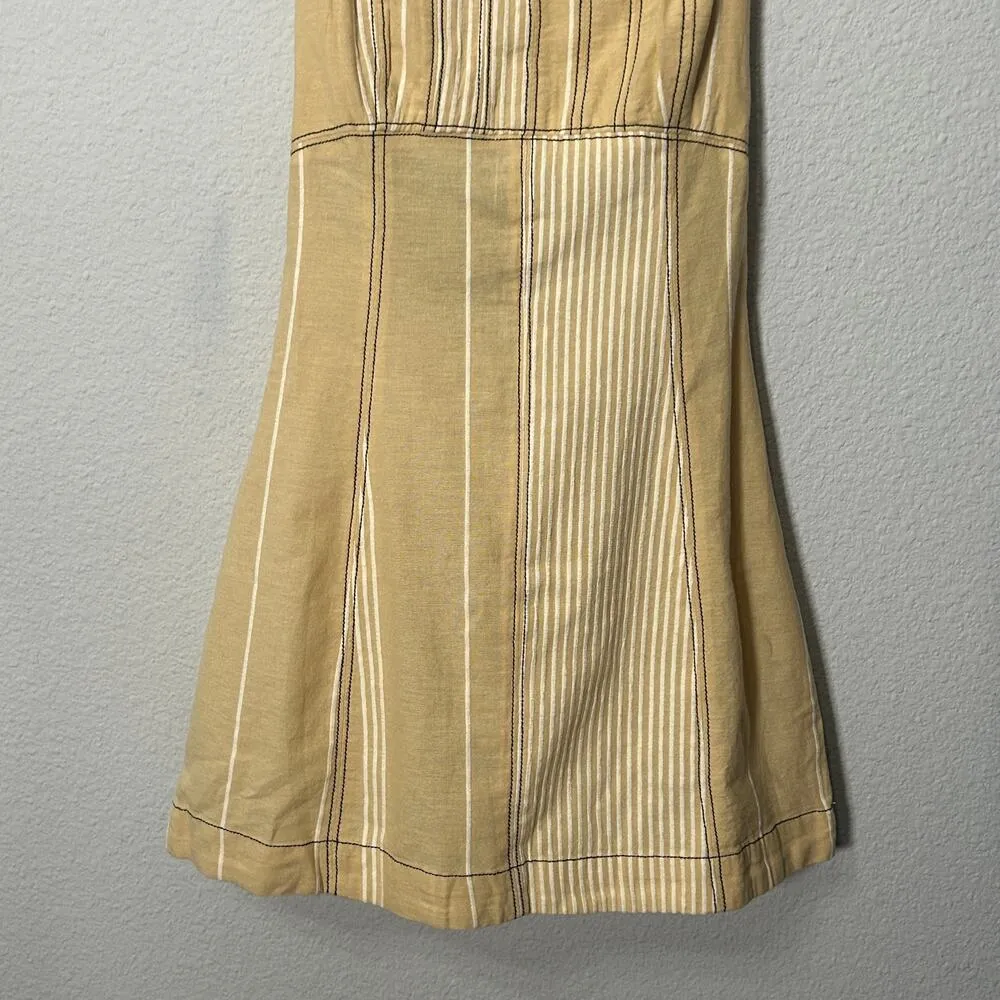NEW Free People Sailor Mini Dress Beige Black Striped Small Twee - Image 7