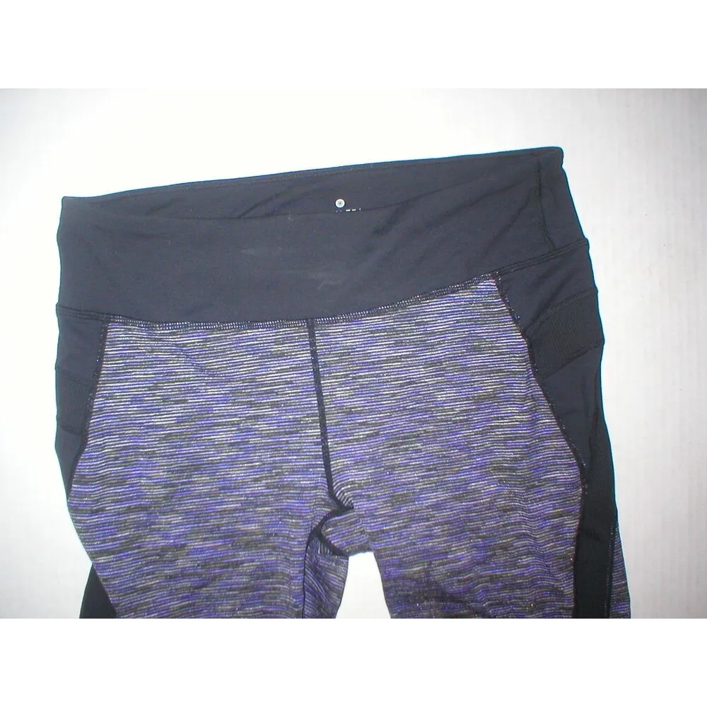 Womens Athleta Dark Purple Crop Pants Pilates Yoga Casual Large Space Dye Black - Image 5