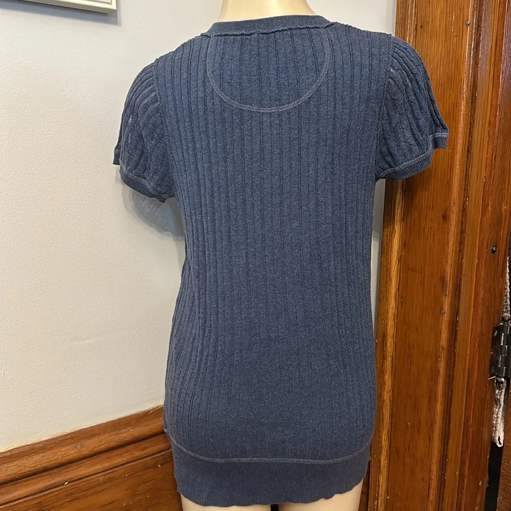 Mossimo Supply Women’s Ribbed Semi Sheer Top, XL/XXL Blue - Image 3