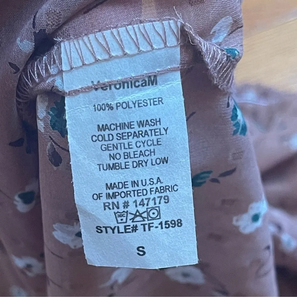 VERONICA M. Mauve Floral Off The Shoulders Blouse Top Neutral Browns Size Small - Image 11