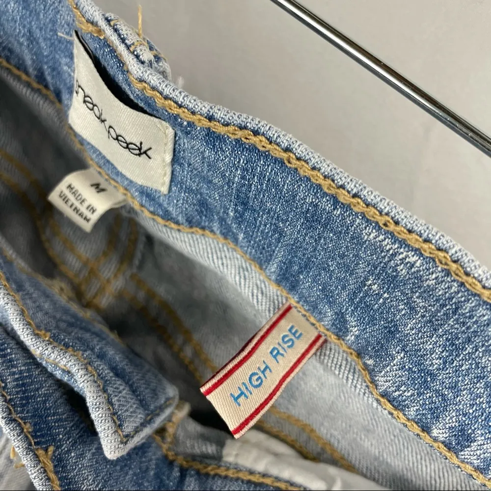 Distressed Denim High Rise Frayed Shorts Blue Size M - Image 9