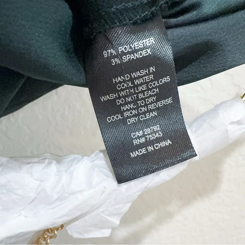 Rachel Zoe Green Satin Slip Midi Skirt with Pearl Chain Size 6 NWT - Image 7