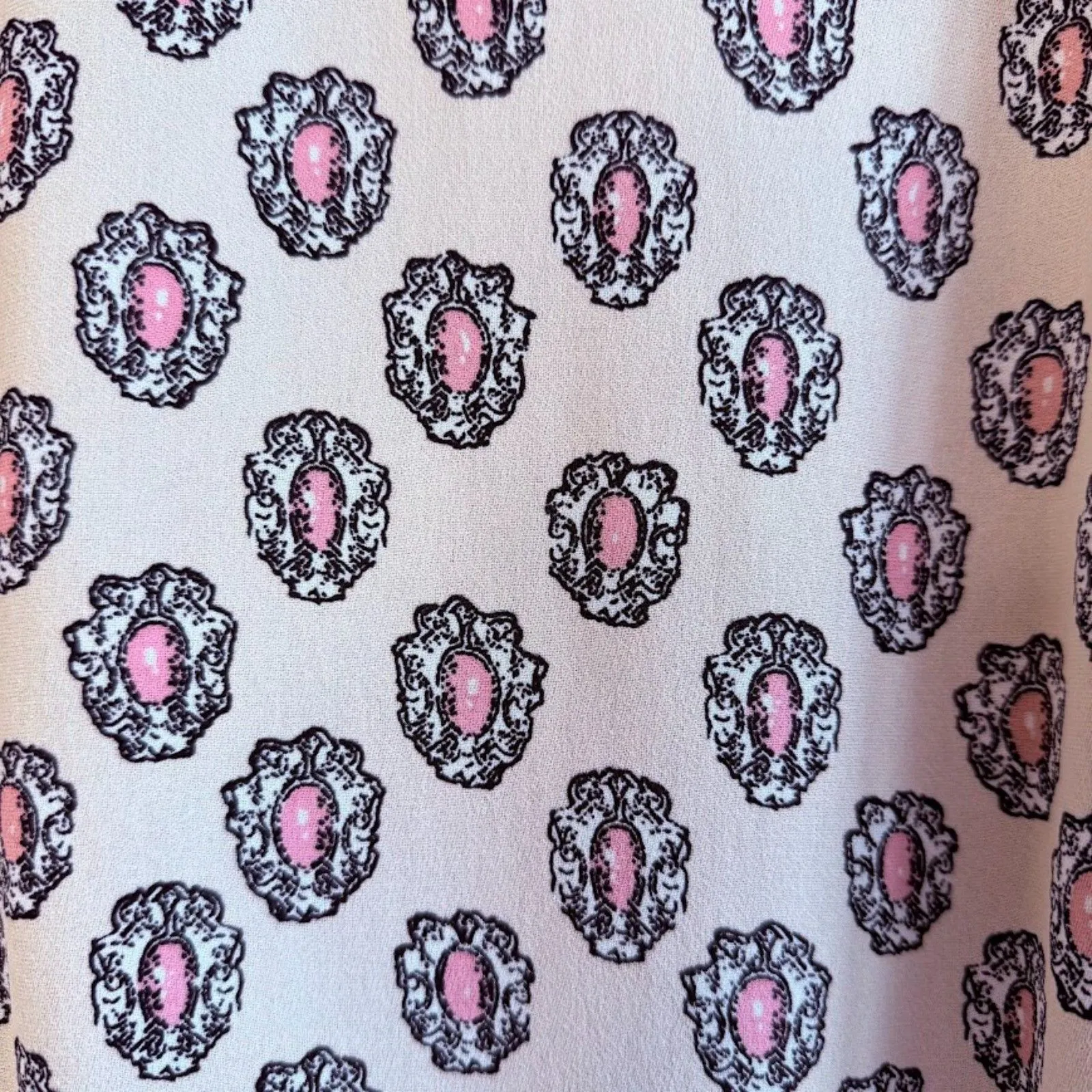 Vintage Marni Silk & Virgin Wool Baroque Jewel Print Collared Sweater Top 40 Black Size M - Image 6