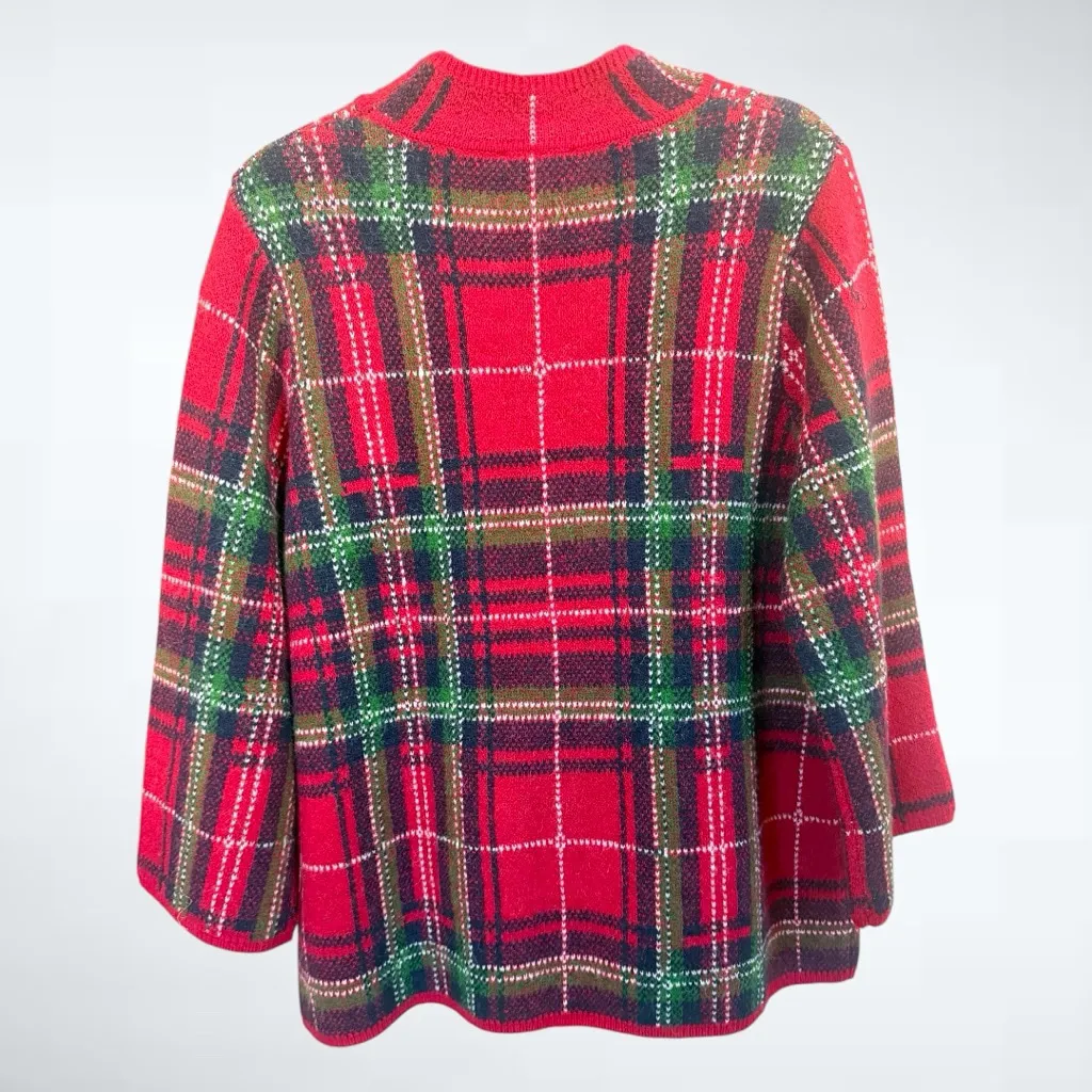 Entro  Holiday Plaid Knit Sweater in Red Size S - Image 2