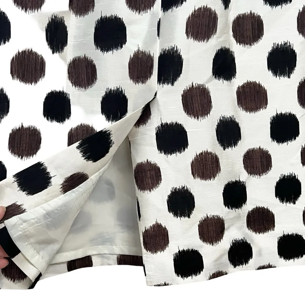 KATE SPADE 100% Silk Polka Dot Mini Dress Cream Chocolate Black Sz 2 - Image 4