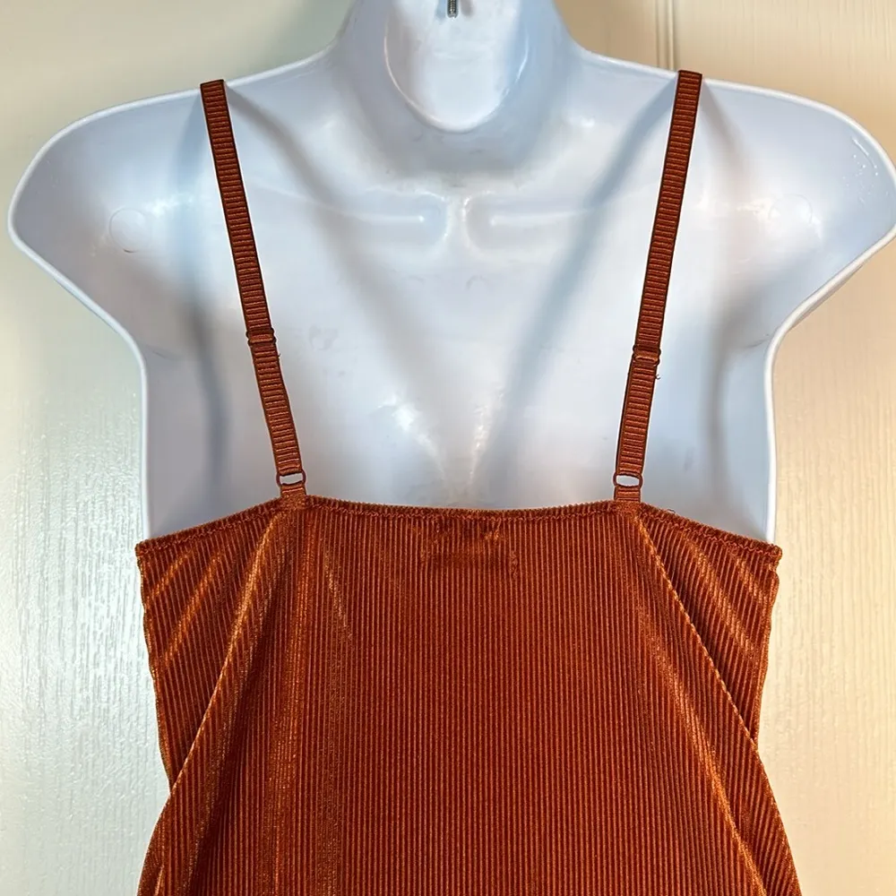Urban Outfitters Out From Under Shayla Velvet Plunging Ribbed Orange Bodysuit - Image 5