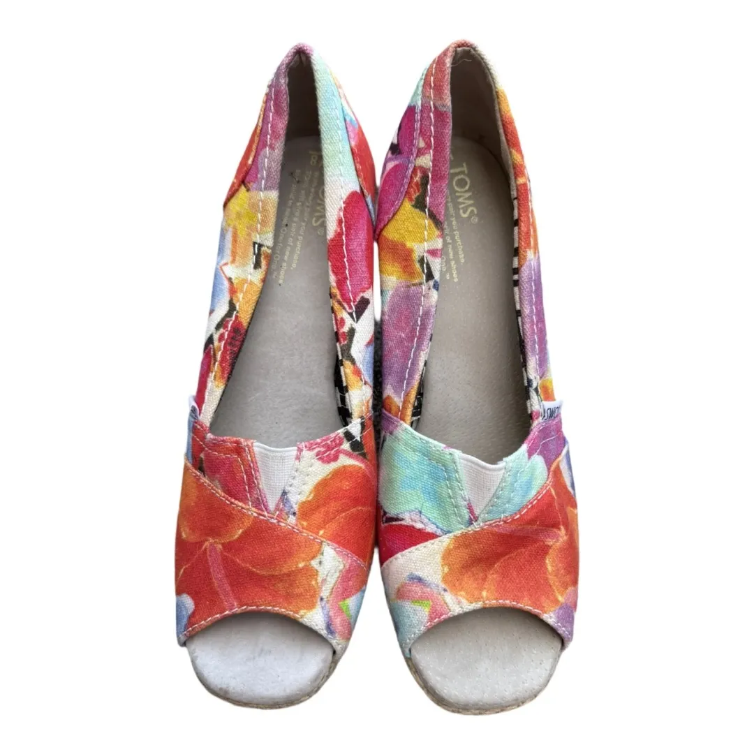 Toms Womens Calypso Corbel Classic Pump Wedge Heels Shoes Multicolor Floral 8W - Image 3