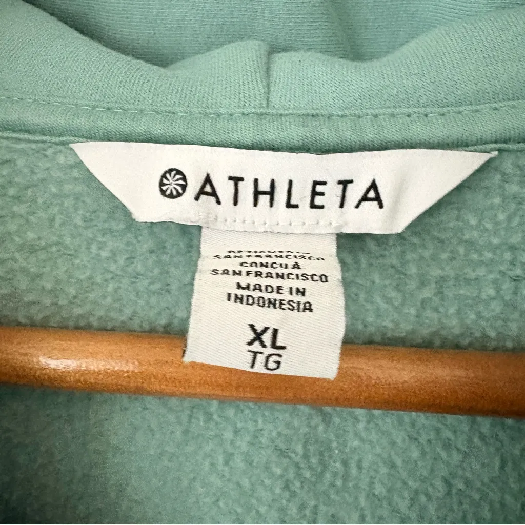 Athleta Forever Fleece Crop Full Zip Midweight Sweatshirt Hoodie Green Size XL - Image 7