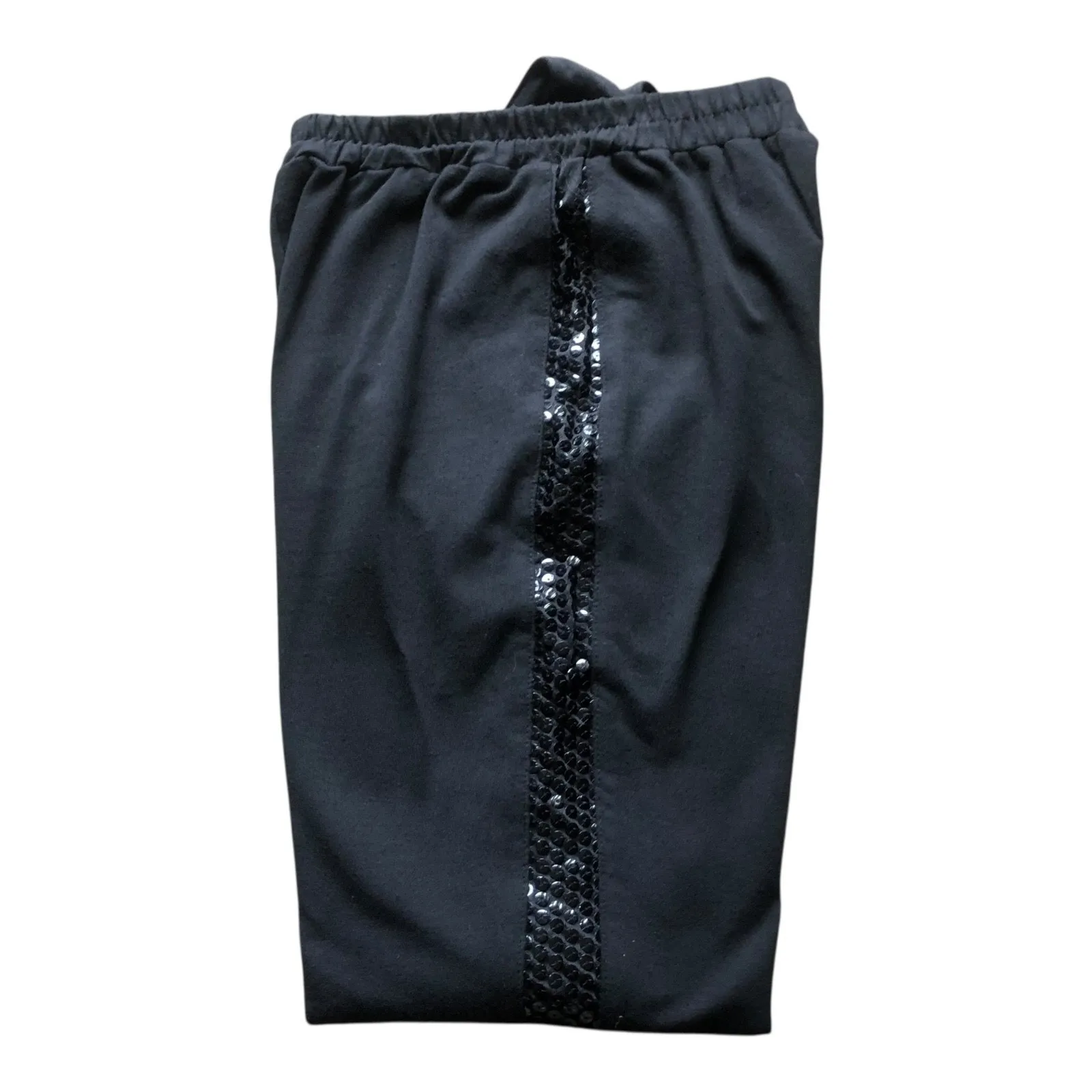 Vintage Bodalia Petite Stirrup Pants Black Sequin Side Leggings Medium Petite Size undefined - Image 7