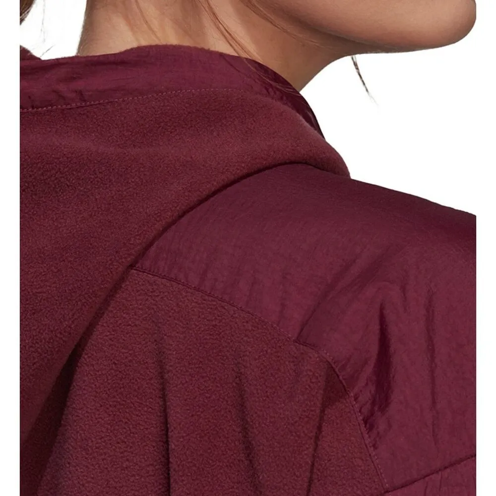 NWT Adidas Polar Fleece Pullover Hoodie Sweatshirt Big Logo Maroon Womens M - Image 4