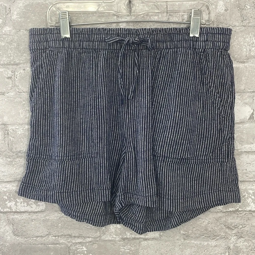 J.Crew Navy Striped Linen Blend Drawstring Short - Image 2