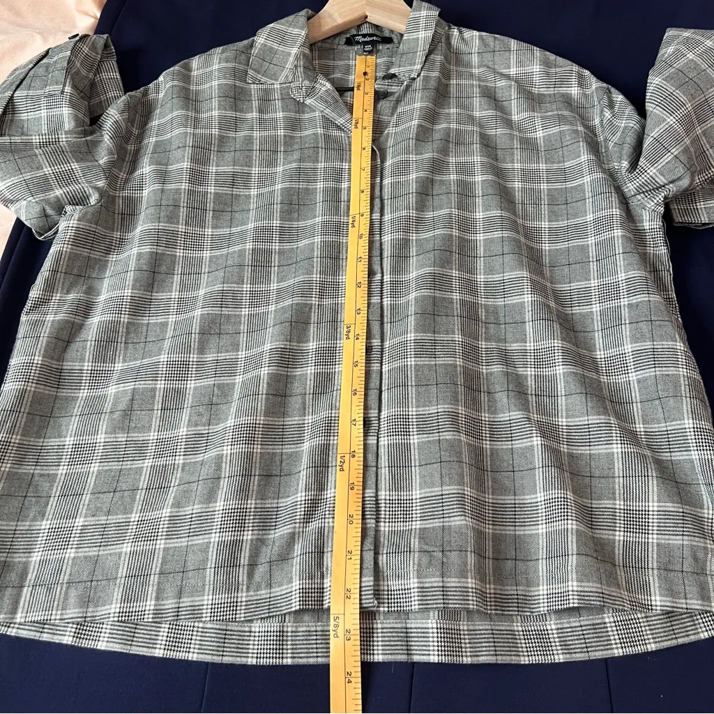 Madewell‎ Plaid Westlake Shirt Button Front Grey Menswear Plaid Size XXS - Image 15