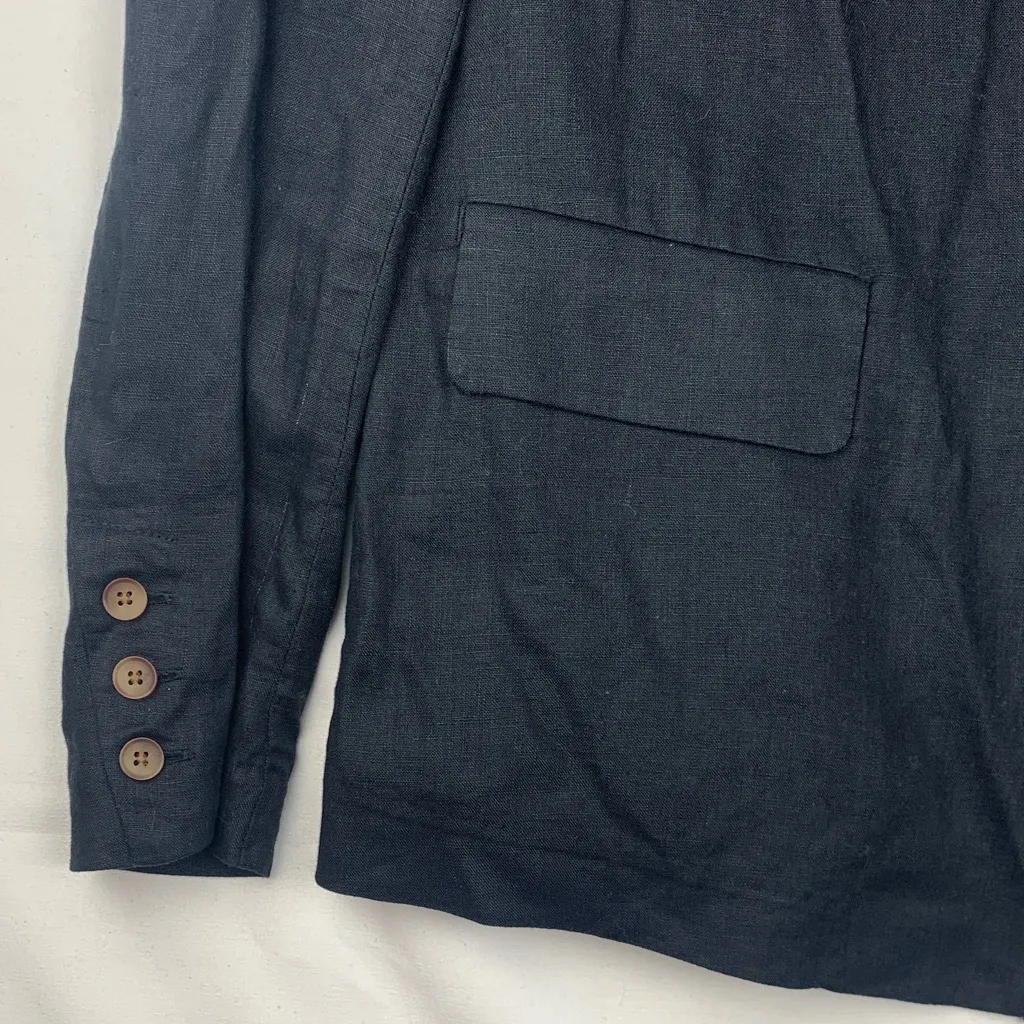 Quince size medium black linen blazer single button lightweight - Image 3