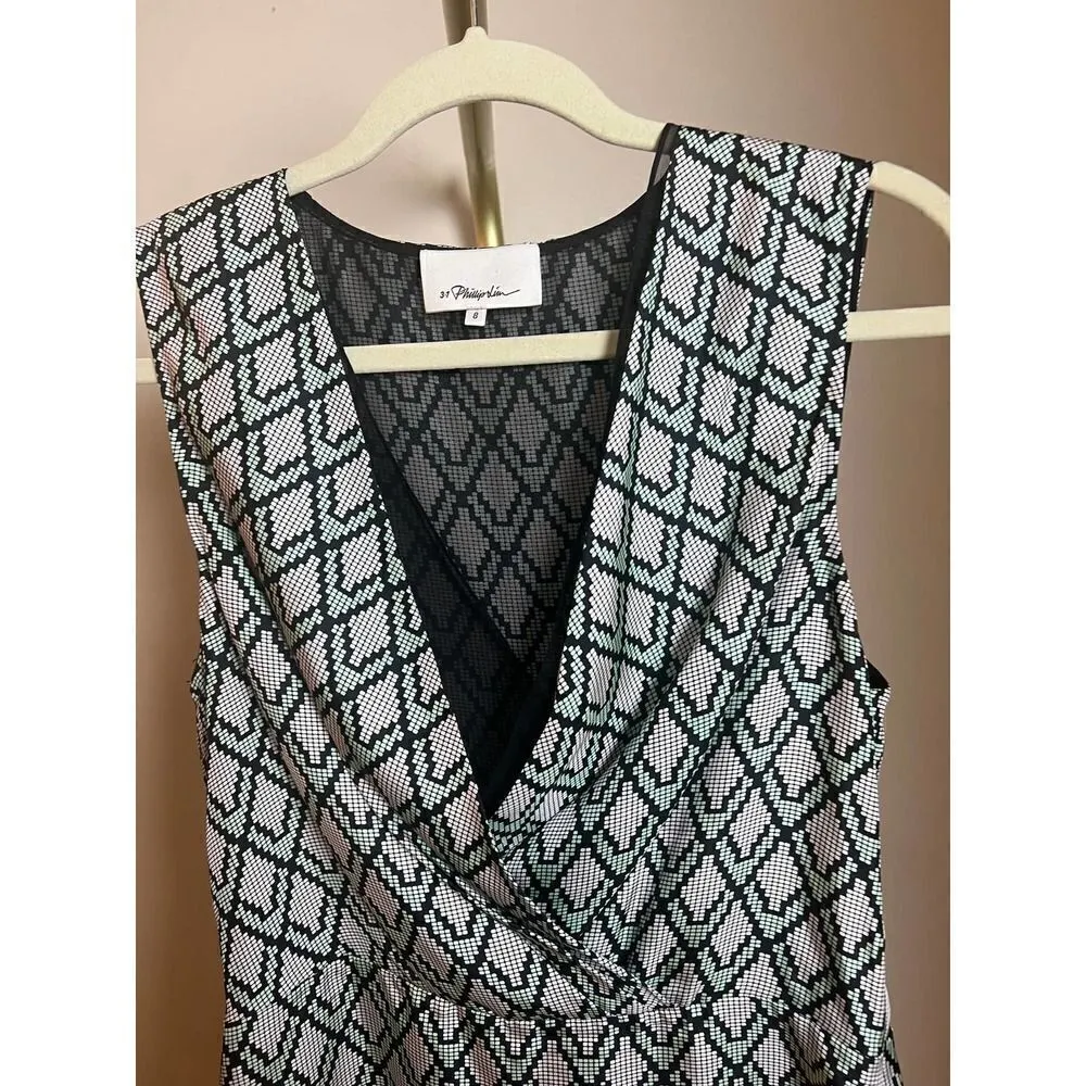 3.1 Phillip Lim Sleeveless Silk Geometric Dress Sz. 8 - Image 4