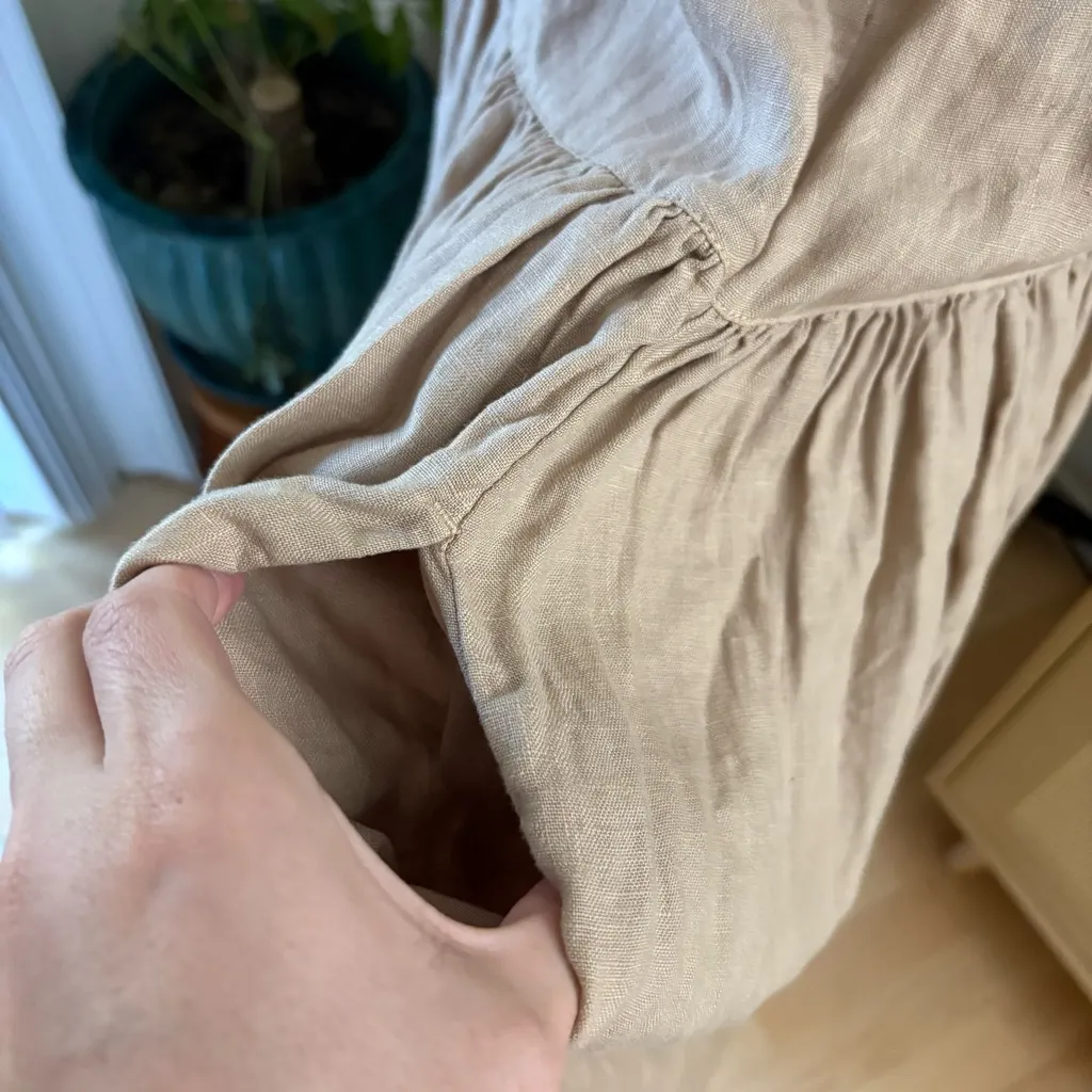 FRANK & EILEEN Daphne Sleeveless Popover Dress Linen In Sand‎ Size Medium - Image 5