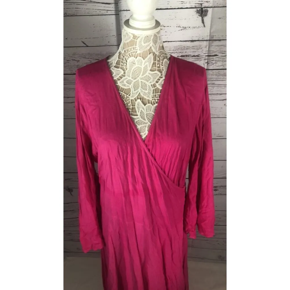 NWT Belma Vintage pink wrap long sleeved maxi dress one size plus - Image 5