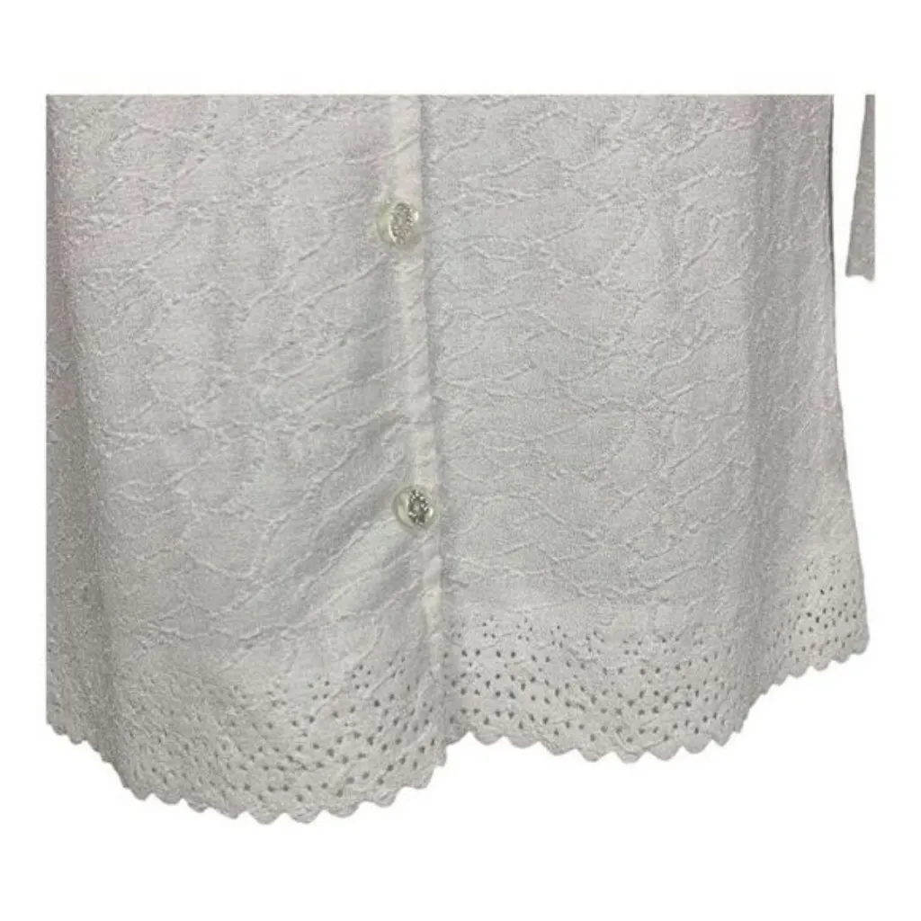 Rebecca Malone Womens Lace Button Cardigan PL Polyester/Spandex Off-White - Image 2