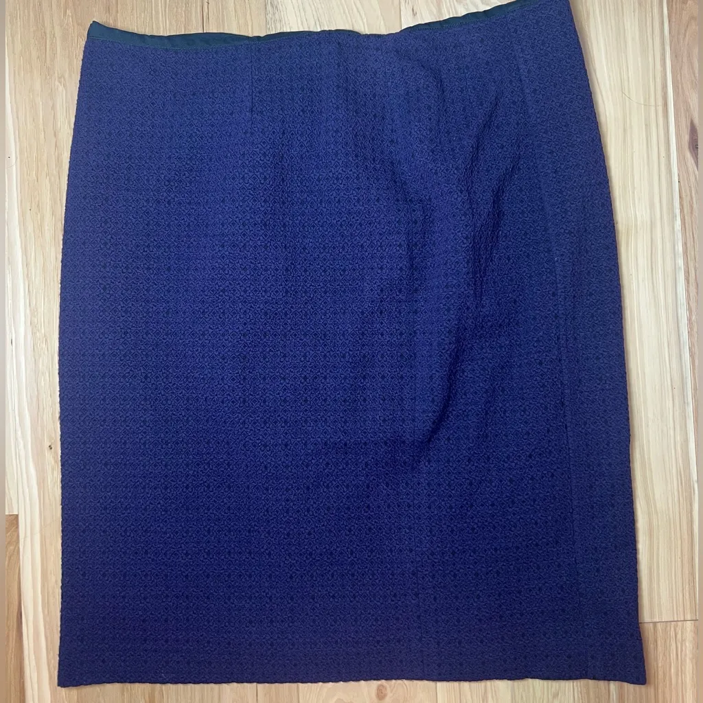Nanette Lepore Cassis Knit Pencil Skirt Purple Black Textured Size 14 Buttons - Image 4