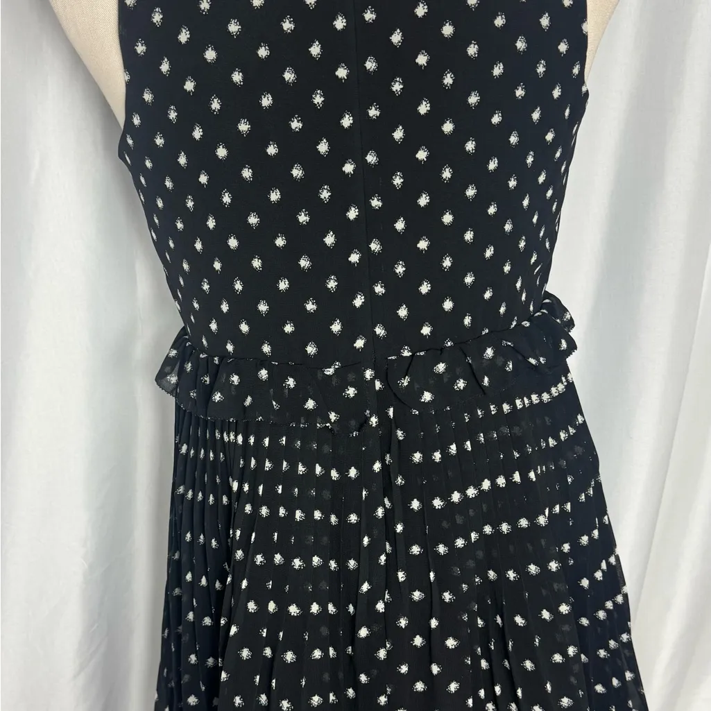 Ann Taylor Loft Elegant Black and White Polka Dot Dress pleated zip up NWOT 4p - Image 6