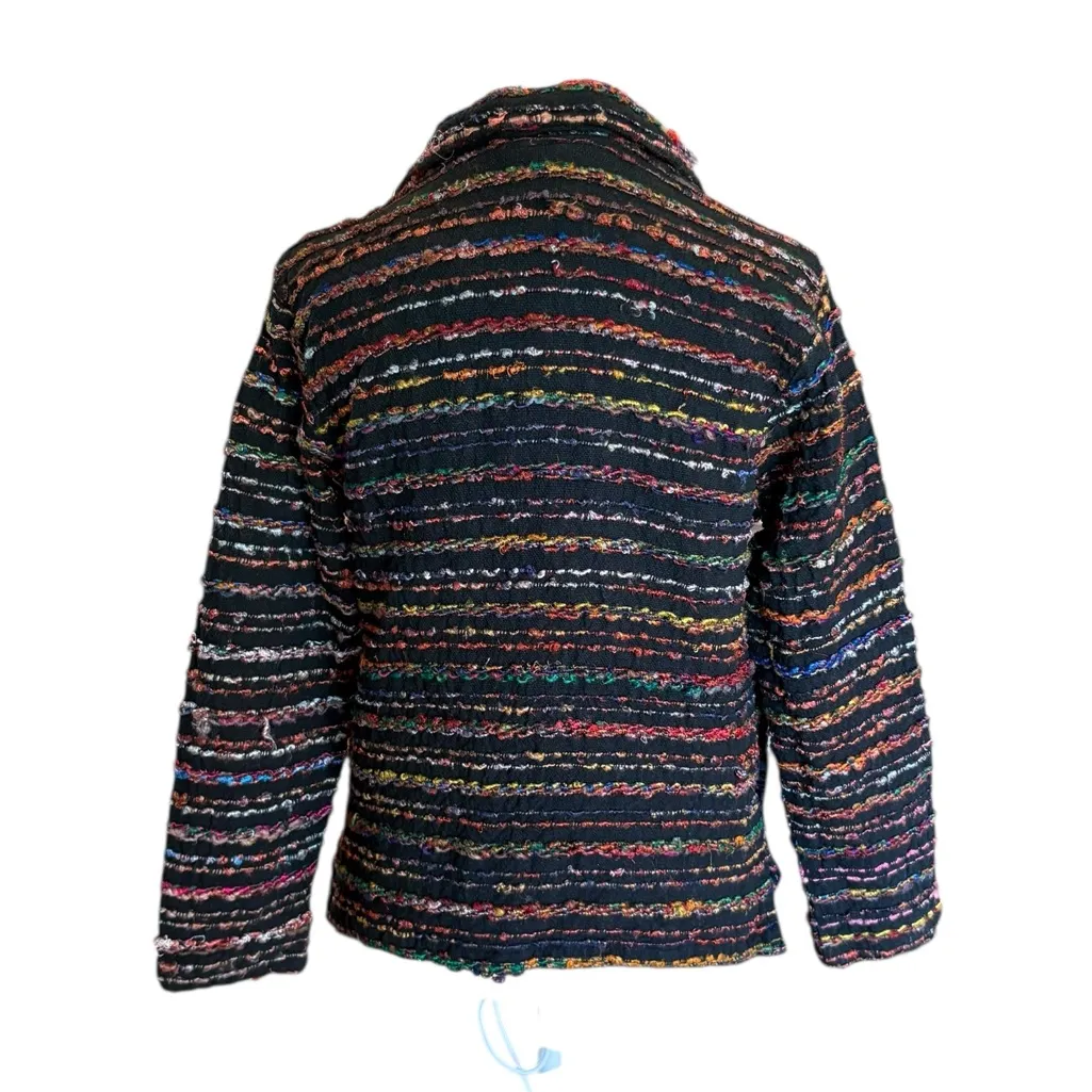 Coldwater Creek Yarn Silk Blend Jacket Multicolor Boho Button Front Womens Small - Image 2