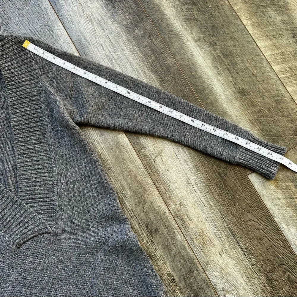 Vince Cashmere Alpaca Wool Long Sweater V-Neck Dress Charcoal Grey Extra Small - Image 9