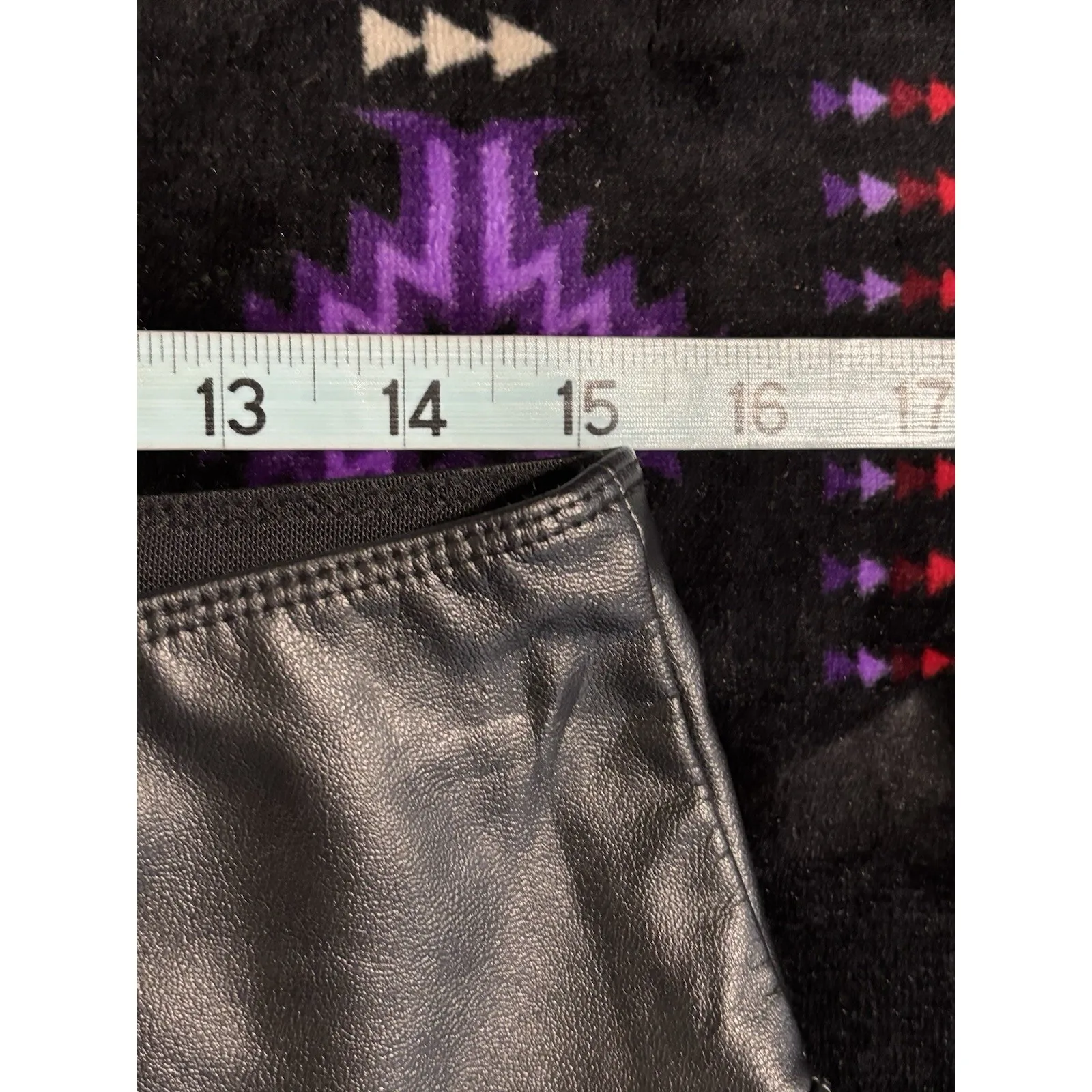 Bold Elements Black Faux Leather Elastic Waist Pull On Pants Size L EUC - Image 5