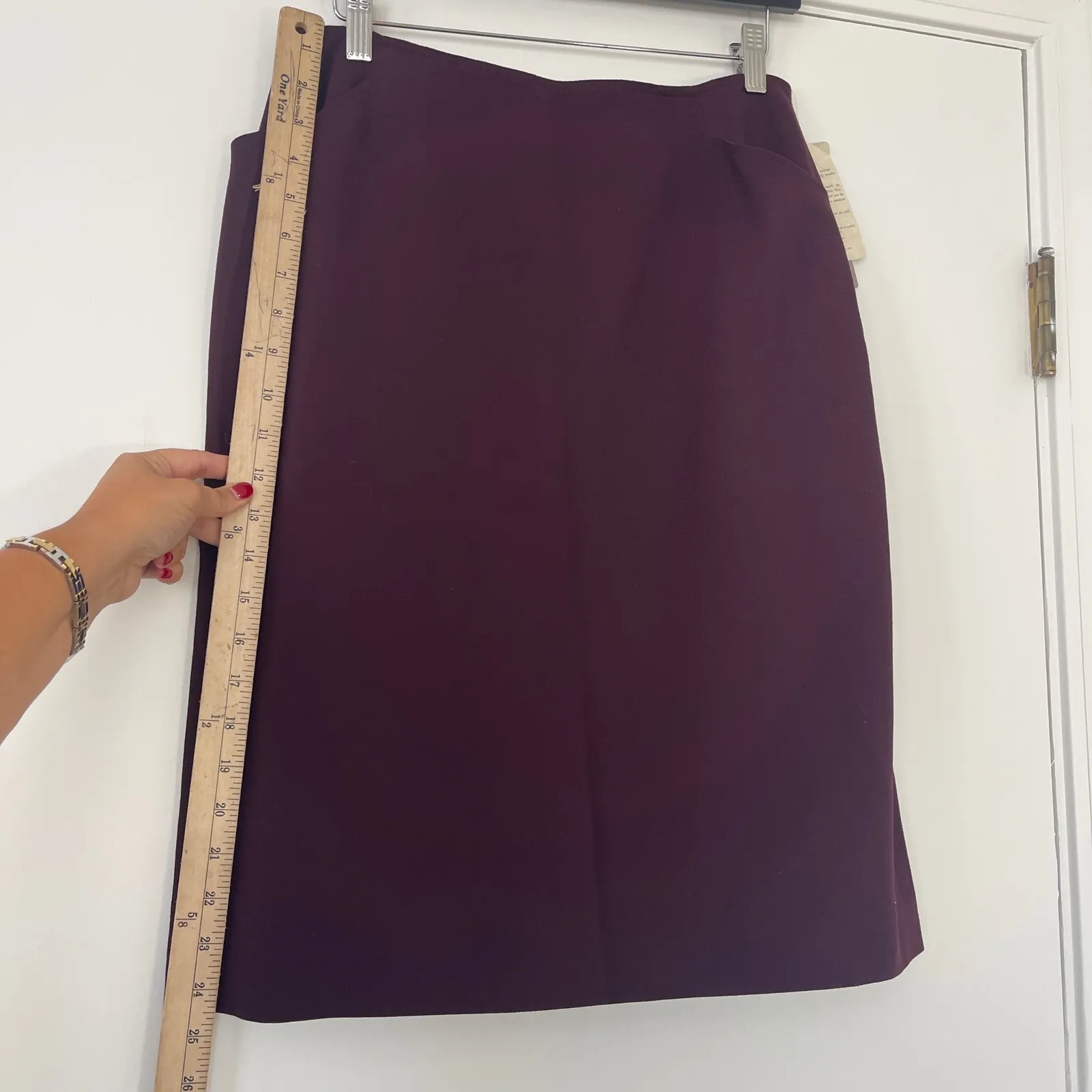 NWT Vintage Jones New York 100% Wool Pencil Skirt‎ Women's Size 10 Brown Purple - Image 9