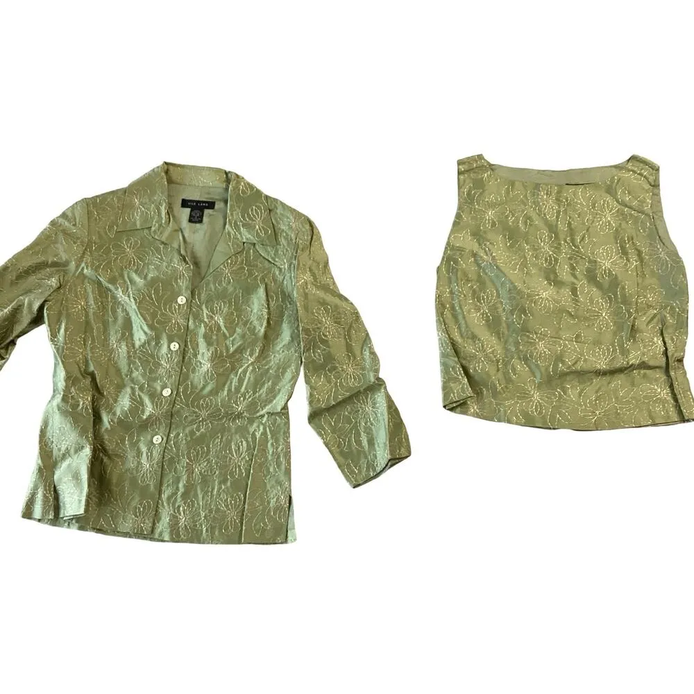SilkLand 2 pc Silk Top Set Green Size 8 - Image 4
