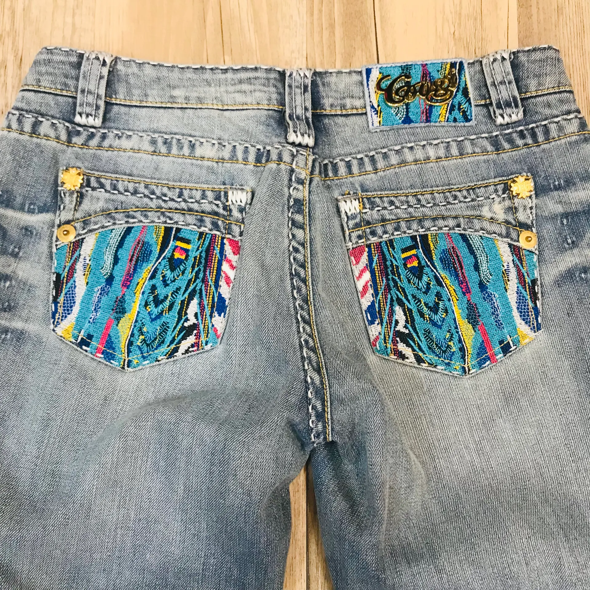 Coogi Cropped Stretch Jeans Turquoise size 3/4 - Image 6