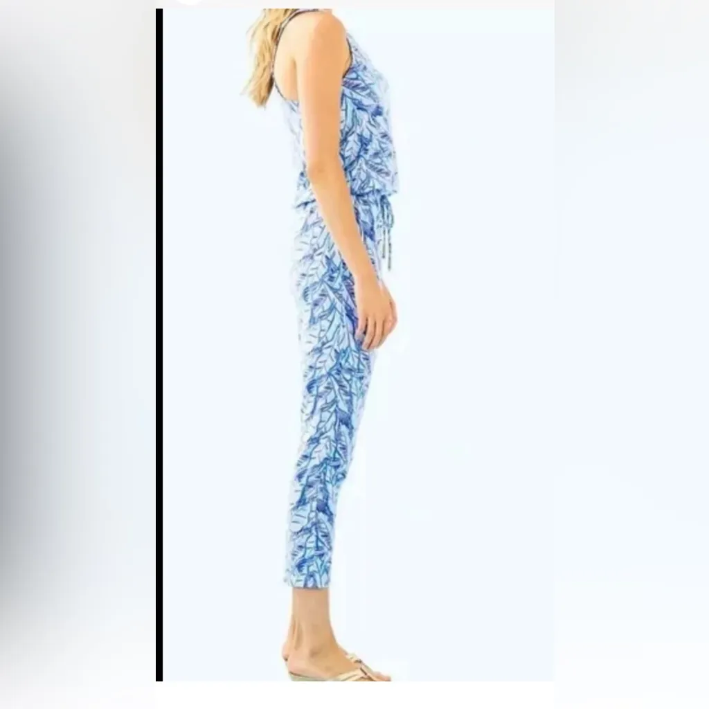 Lilly Pulitzer Paulina Jumpsuit Blue Lets Mango Womens Medium Sleeveless - Image 2