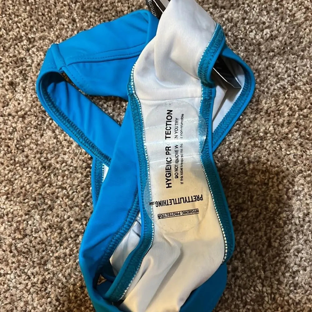 PrettyLittleThing Turquoise High Leg Elasticated Bikini Bottom - Image 7