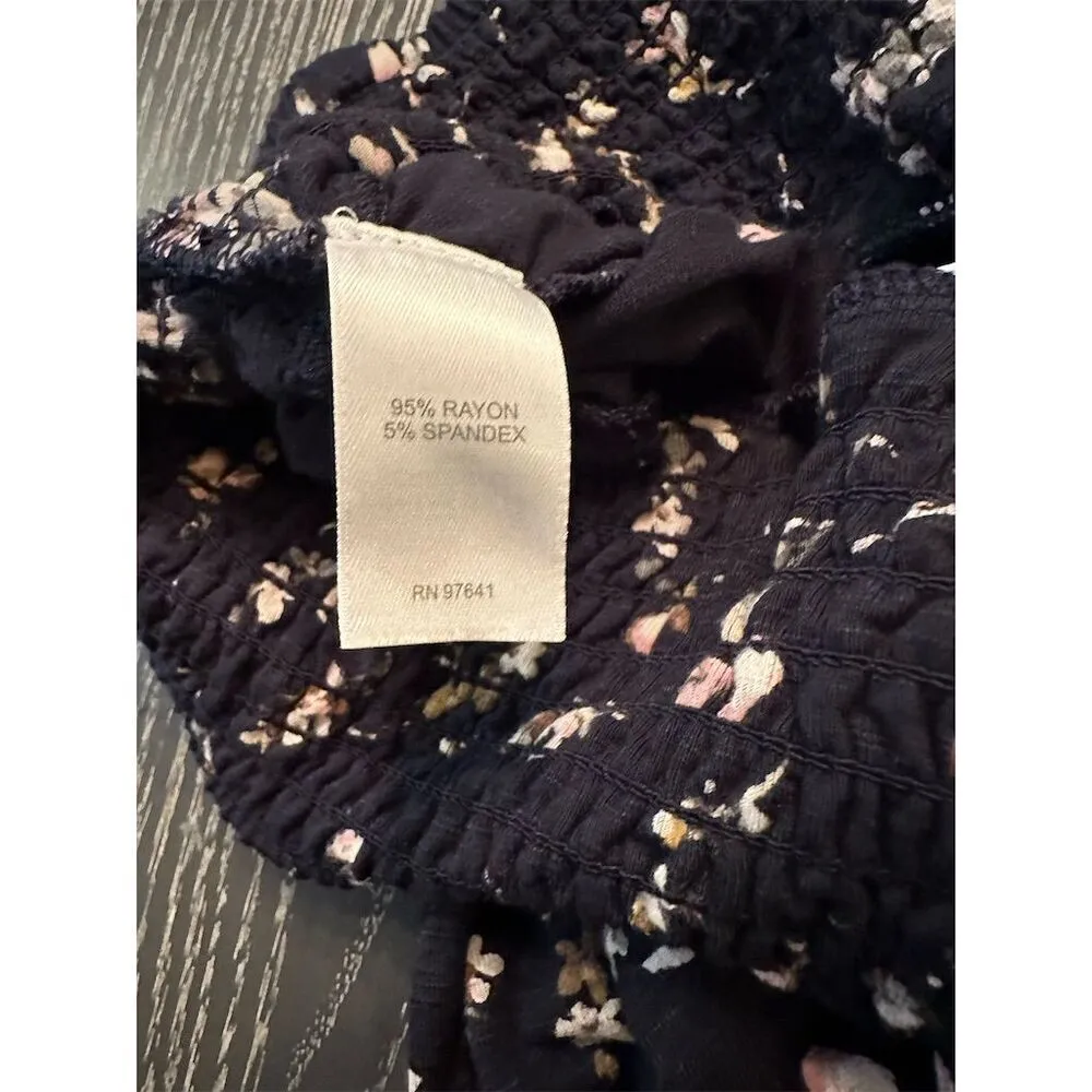 J.Jill Women's Navy Blue Floral Midi Skirt Size Large - Image 6