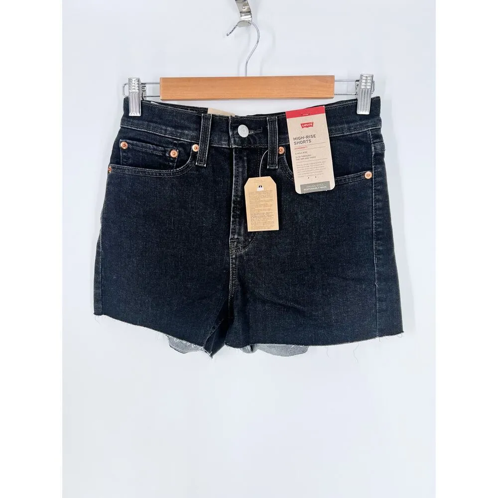 NWT Levi’s Frayed Hem High Rise Shorts in Lunar Black Size 27 - Image 4