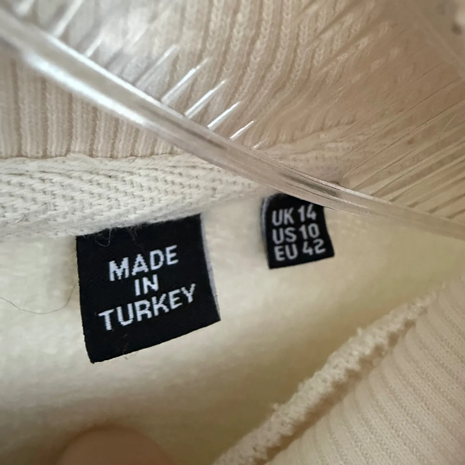 Superdry Edit Cream Funnel/Mock Neck Pullover Sweatshirt Side Slits – UK14/US 10 - Image 2