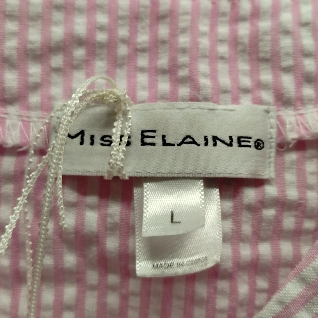 Miss Elaine NWOT Size Large Pink & White Zip Front Housecoast Granny Nightgown - Image 5