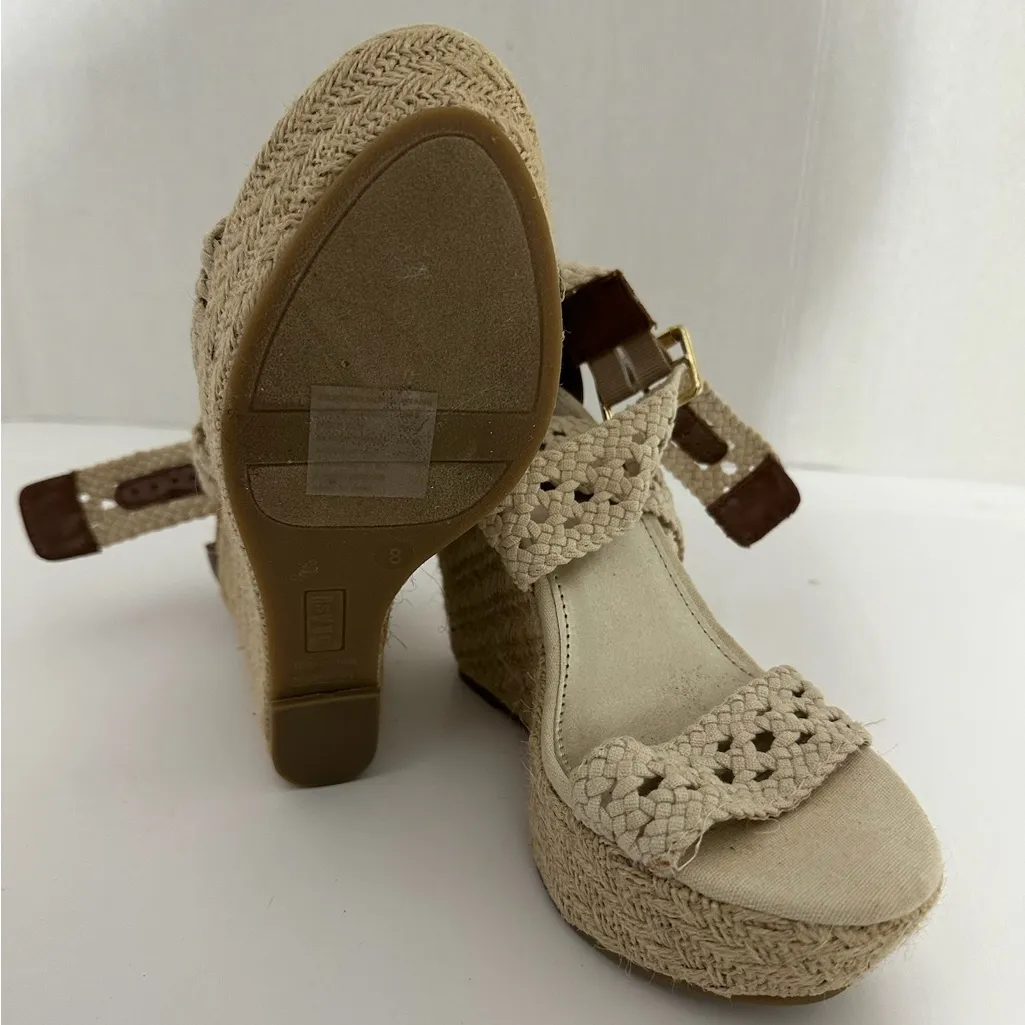 Brash Crochet Strap Espadrille Wedge Sandals Platform Neutral Y2K Size 8 - Image 14