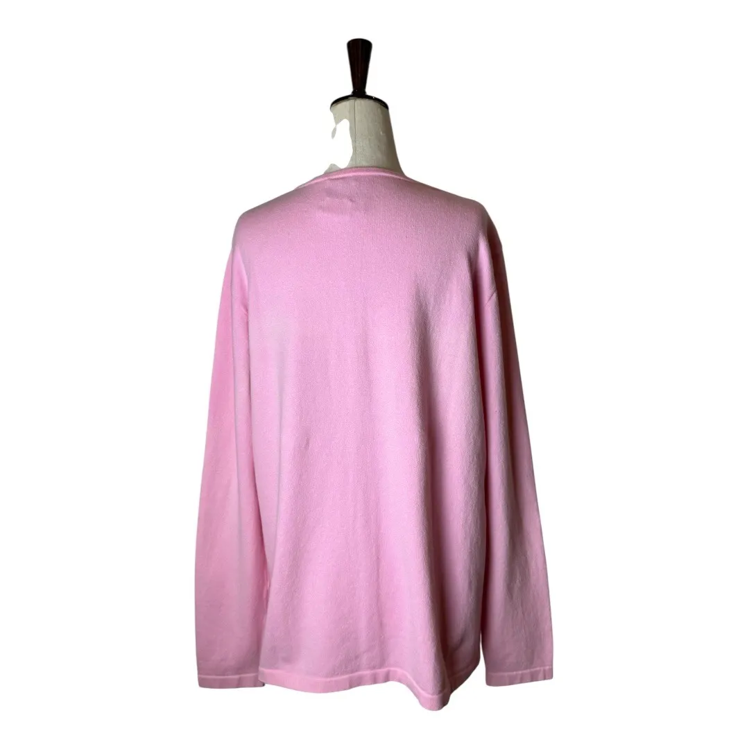 Lilly Pulitzer Sweater Women Large Pink Cotton‎ Blend Cardigan Preppy Coastal - Image 2