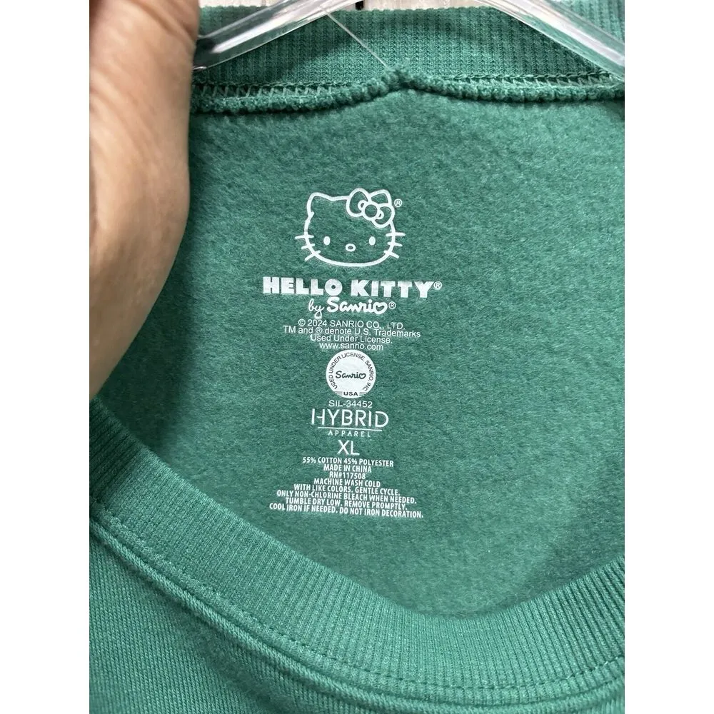 Hello Kitty By Sanrio Long Sleeve‎ Crop Sweatshirt Green/Blue/Pink Size XL NWT - Image 3