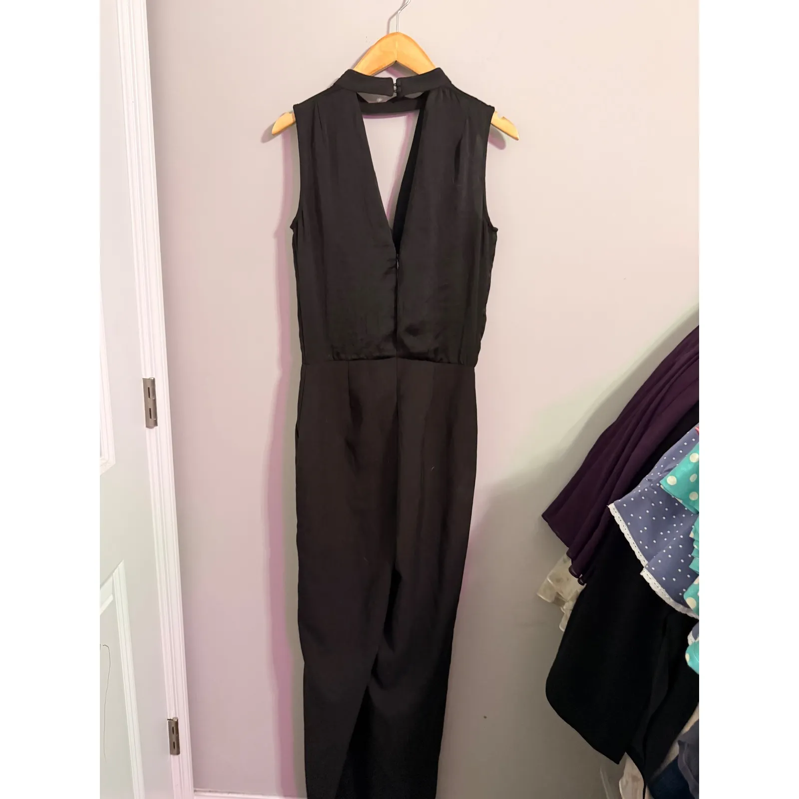 Black Sleeveless Halter Neck Wide Leg Jumpsuit Elegant Evening Formal - Image 6