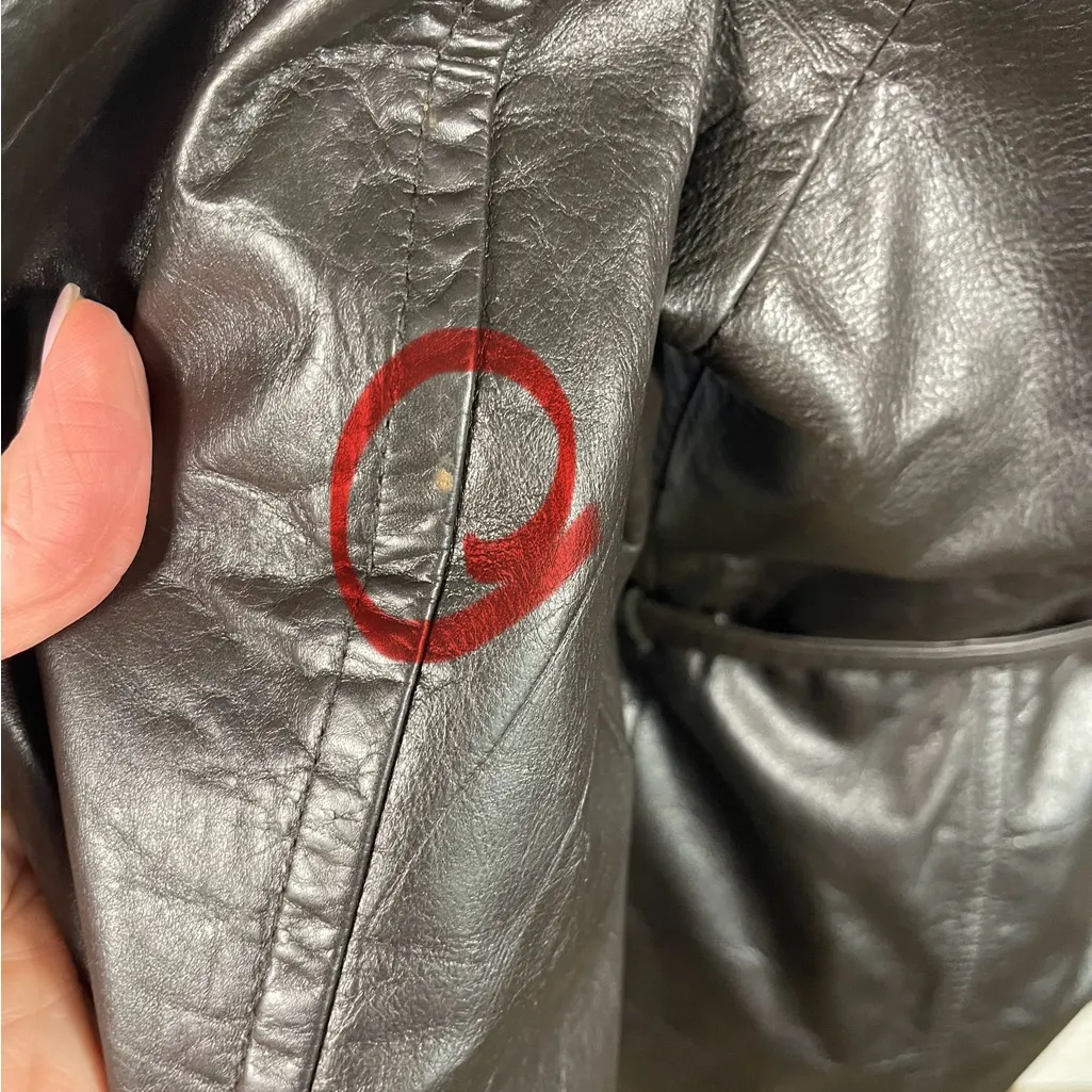 Express World Vintage-Y2K Leather Jacket Large Brown/Black Belted Jacket Retro - Image 5