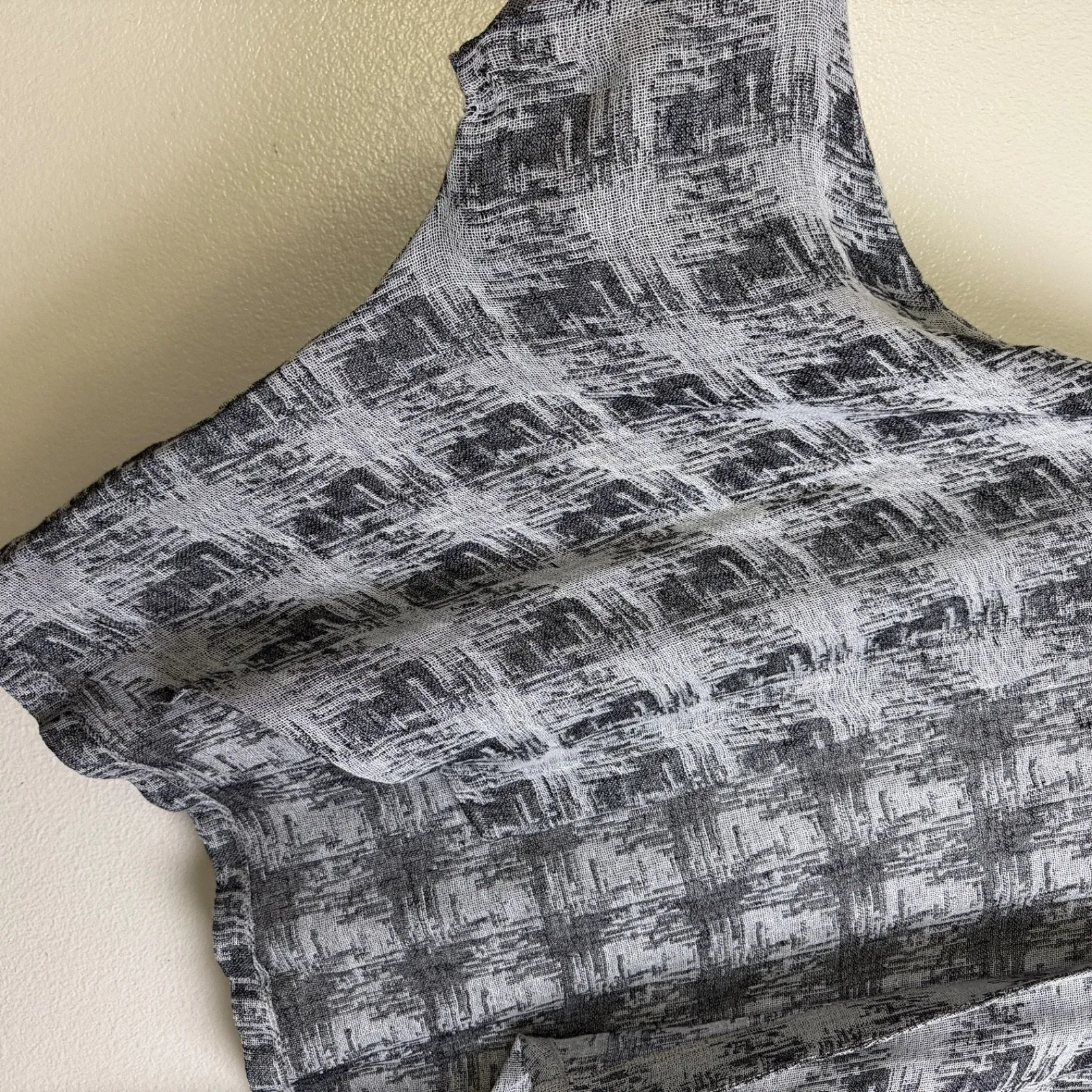 Yushi Linen Jacket Womens Medium Silver Black Open Front Lightweight Top - Image 3