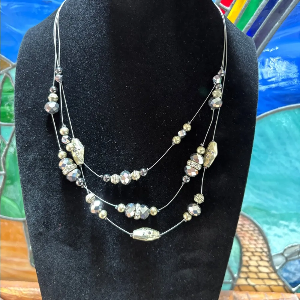 Chico's Silver & Layered Necklace with Artistic Bead Clusters - Image 10