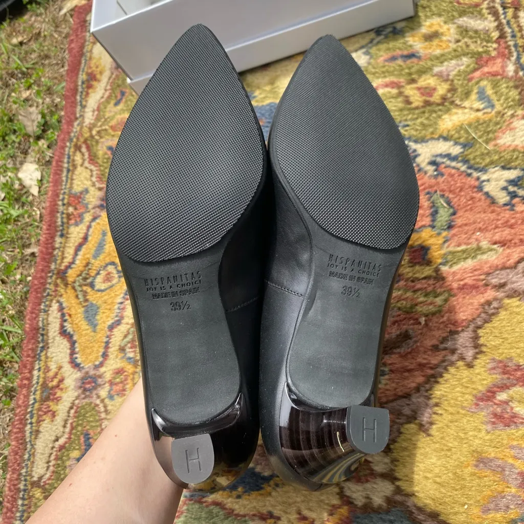 Hispanitas Black Leather Heels for Women Size 8.5 - Image 5