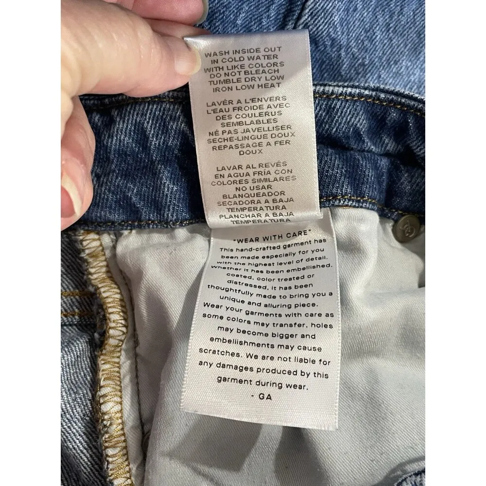 Good American Womens Good Classic High Rise Jeans Raw Hem Size 4 Waist 27 - Image 6