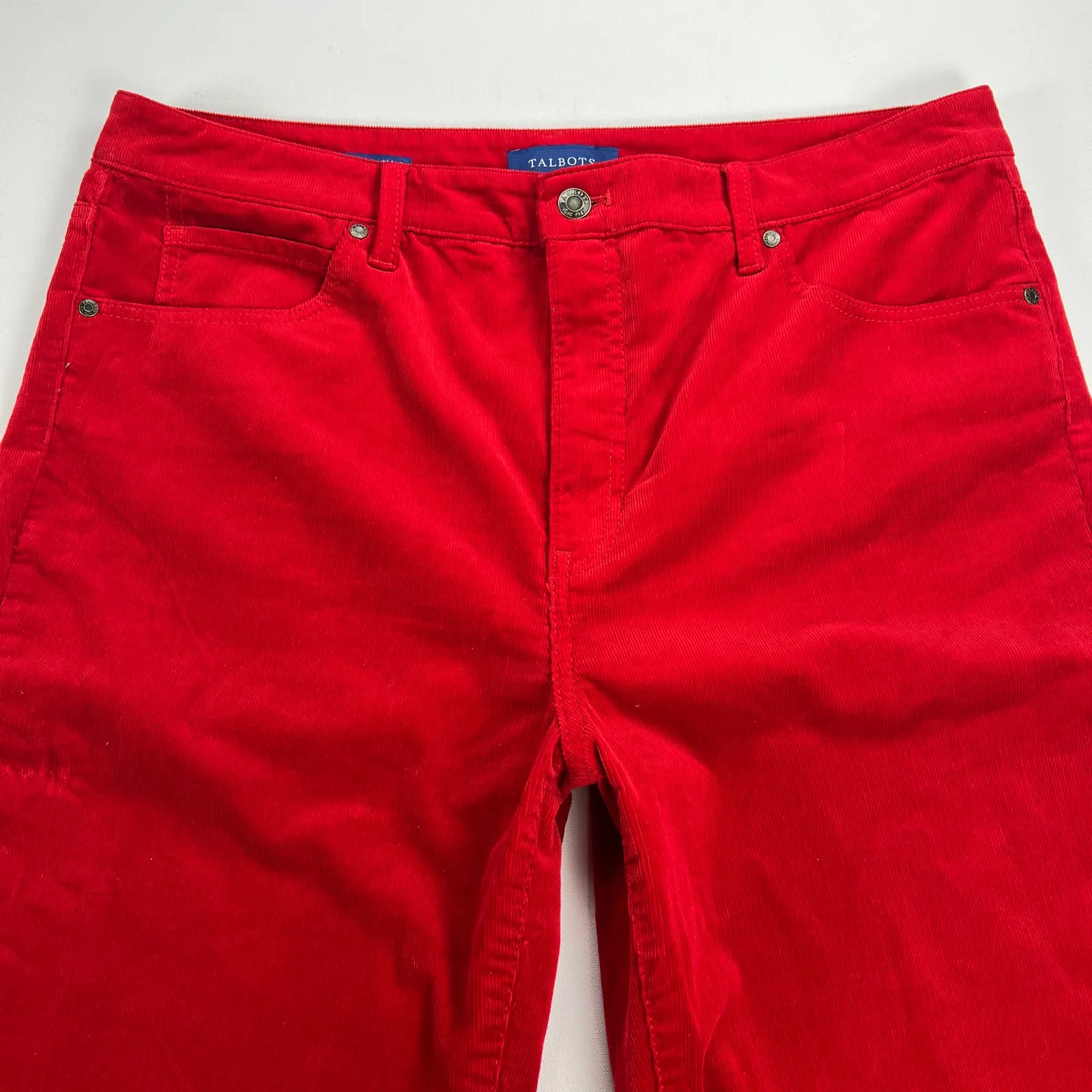 Talbots High Waist Straight Leg Corduroy Jeans Pants Cherry Red Size 14 - Image 2